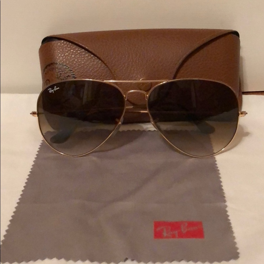 Ray Ban Gold Gradient Large Aviator Sunglasses